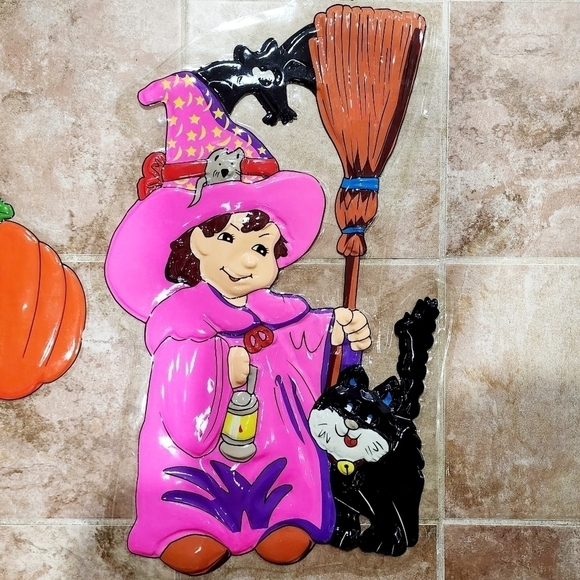 Lot 4 Large Vintage Halloween Plastic Die Cut Decorations Hanging Decor VTG EUC - Picture 3 of 5
